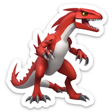  Cool Edgy Red Digimon-Fakemon-Guilmon-Velociraptor-Dragon-Mecha full body sticker