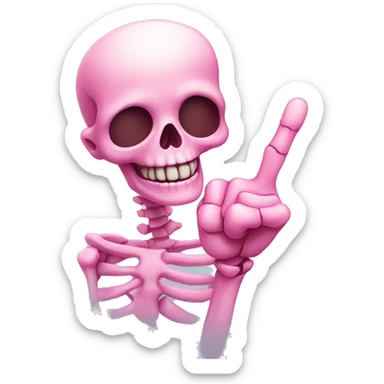 Cute pink skeleton giving the middle finger sticker