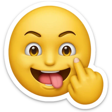 An emoji face bitting his finger sticker