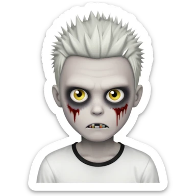 zombie boy with spiky emo hair and white shirt sticker