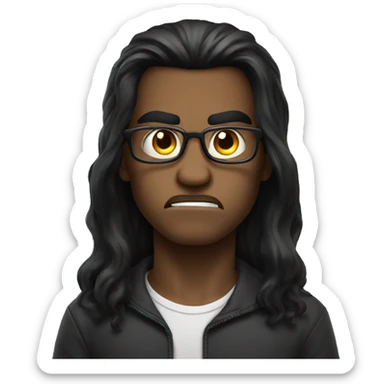 angry boy with glasses and long dark hair sticker