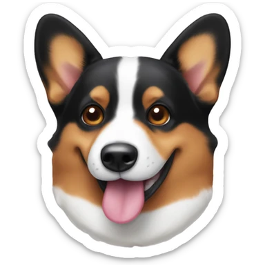black and brown corgi sticking tongue out  sticker
