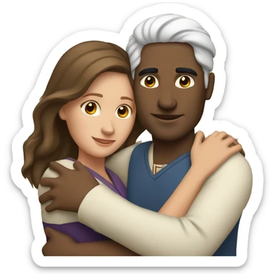 Couple hug, white woman and Indian man sticker