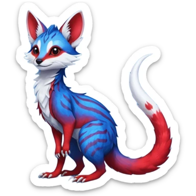 Feral Rare Fantasy vibrant cobalt-blue-crimson-red-gradients-colored colorful Vernid-Sergal-Genet-Trico-species by LiLaiRa, random markings, tufted tail, tufted ears, full body sticker