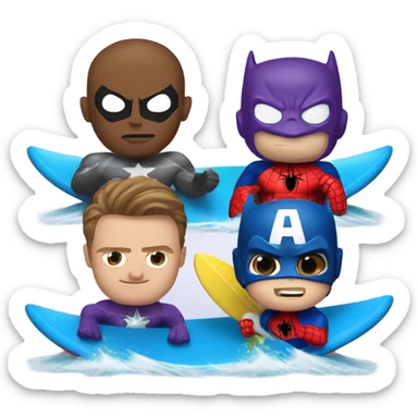 Surfing ,spiderman ,thanos, Batman ,captain America sticker