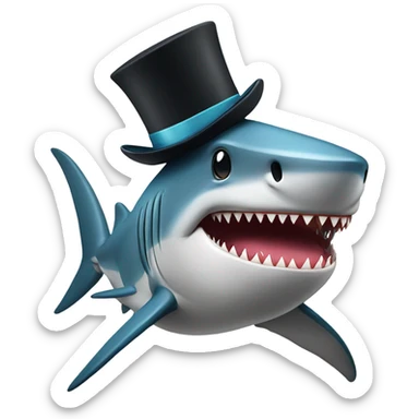 Shark with a top hat sticker