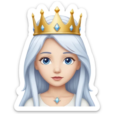 Good Witch of the North from The Wizard of Oz with light skin, blue eyes, long white hair, white outfit and crown sticker