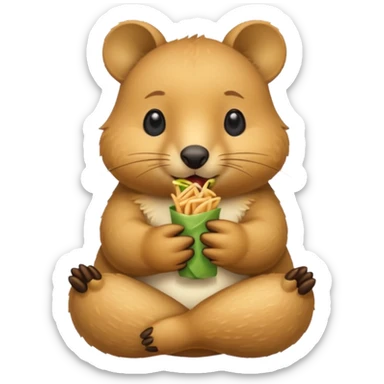 quokka eating spring roll sticker