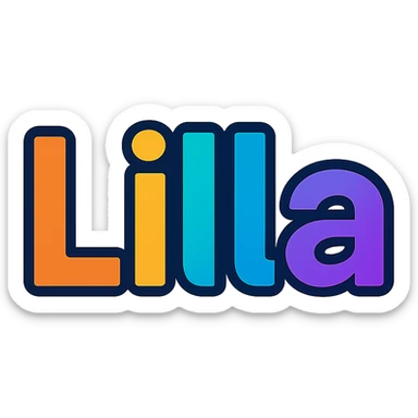 Lilla name with colorful, varied gradient, modern font, dark outline, transparent background, in the style of sample images sticker