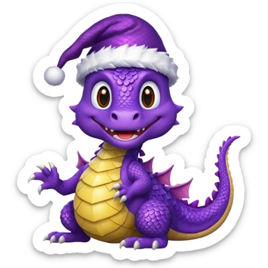 Purple dragon ,Christmas Hat sticker