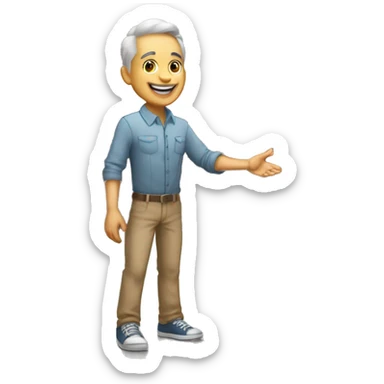 an old restaurant owner, a young blogger in youth clothes, shaking hands, both with light skin, in great detail, in full height sticker