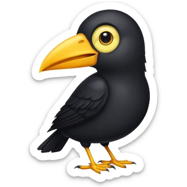 Create a black bird with long yellow beak  sticker