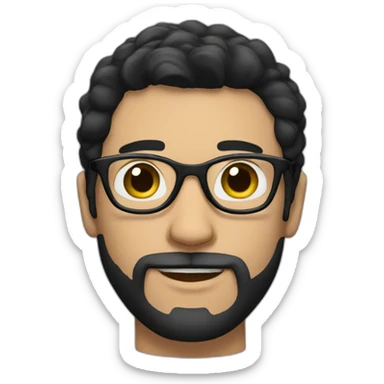 Brunette guy with beard; glasses; black hair sticker