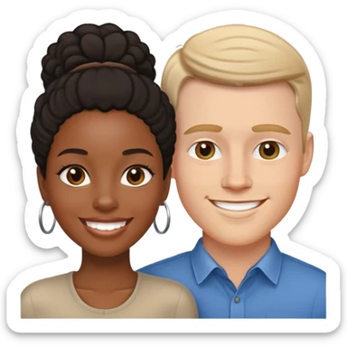 Black woman and white man couple sticker