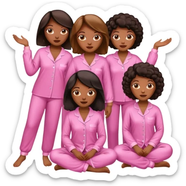 group of black women in pink pajamas high quality skilky pajamas and like 20 women sticker