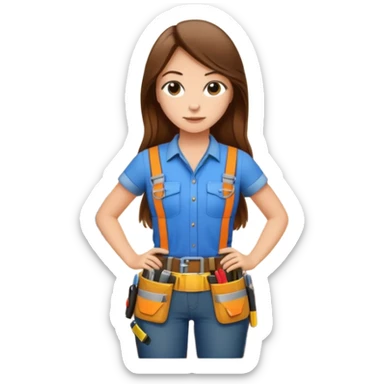 beautiful girl with long brown hair constructing new lounge room area with flat screen tv and couch sticker