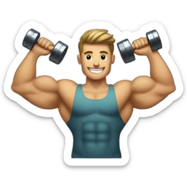 clean shave men in gym doing dumbells sticker