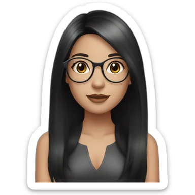 young white girl with rose gold glasses and black straight hair sticker