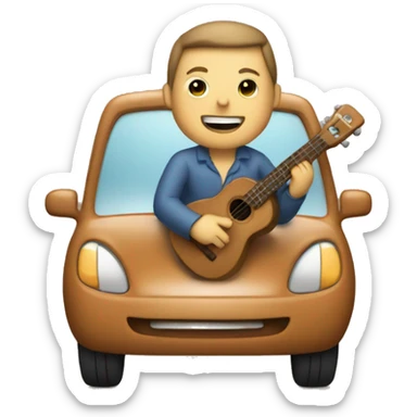 Someone driving a car while playing ukelele  sticker