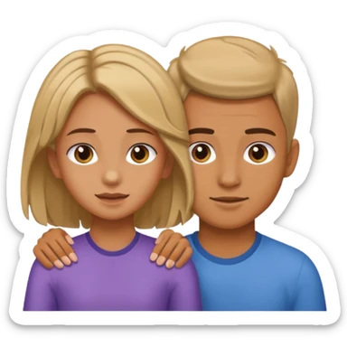 a boy putting a girls hair behind her ears sticker