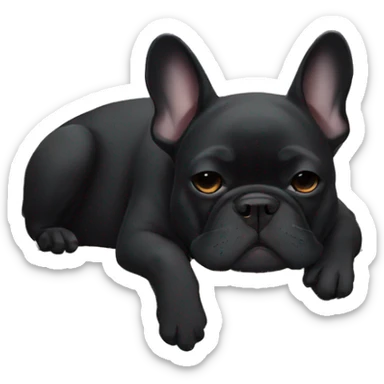 An all-Black French bulldog napping sticker