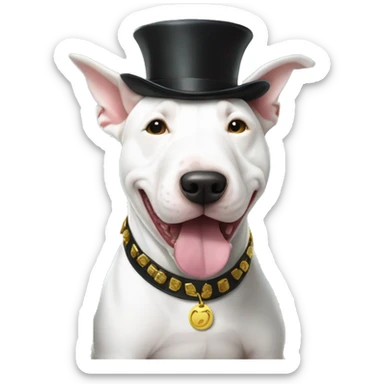 A very rich White Bull terrier with lots of money  sticker