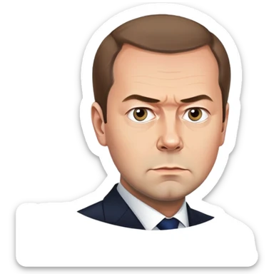portrait of Dmitry Medvedev with a serious expression sticker
