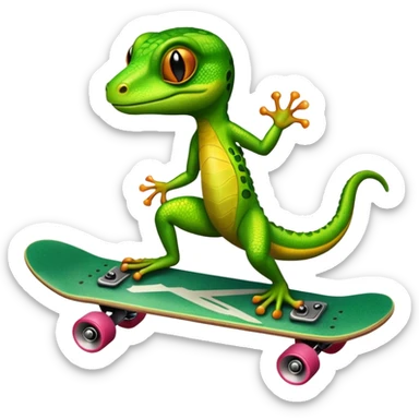 Gecko on skateboard  sticker