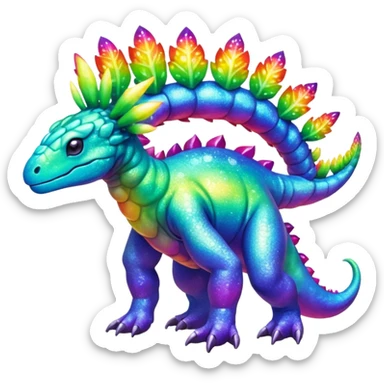 Shiny Exotic Iridescent Nebulae Meganium-Amaura-Aurorus-Fakémon-hybrid-creature (full body)  sticker