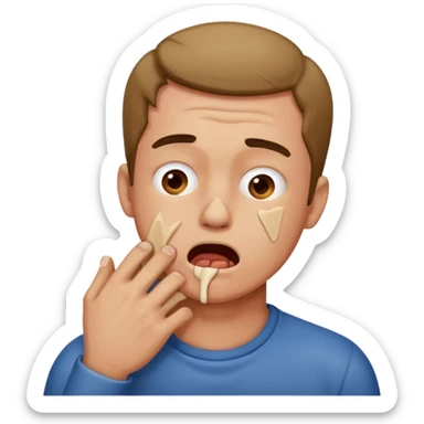 man choking himself on his throat  sticker