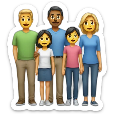 Family with father, mother, boy, girl sticker