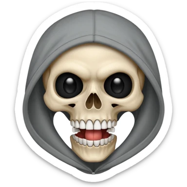 Laughing empty skull with no eye balls in a hoodie sticker
