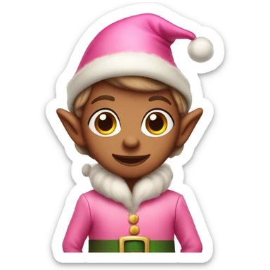 Cute Christmas elf in a pink clothes  sticker