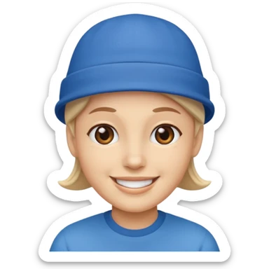 Mavi şapkalı gülen yüz sticker