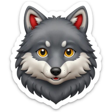 cute dark grey wolf inside heart sticker