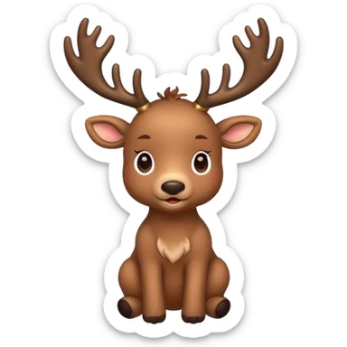 reindeer baby  cute, full body , gifts stuck in horns sticker