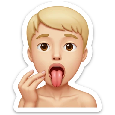 person choking self with tongue out sticker