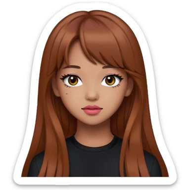 Lisa from BLACKPINK in brown hair with bold makeup sticker