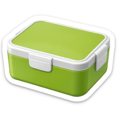 A small green empty lunchbox and a wipe sticker