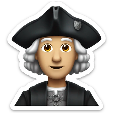 christopher columbus full body with grey hair and a black tricorn hat sticker