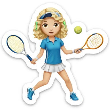a blond girl with wavy hair playing tennis sticker