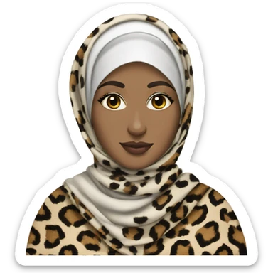 Pretty pale hijabi in leopard print hijab  sticker