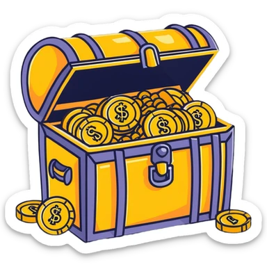 pirate treasure chest with gold coins sticker