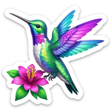 Hummingbird on flower sticker