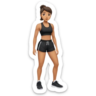 front view of full legs female with black gym shorts sticker