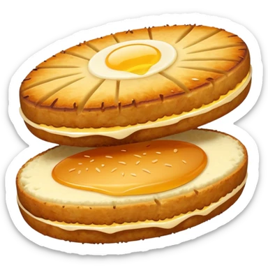 oval potato cutlet, sliced open to show fluffy inside, emoji style sticker