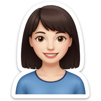 White smiling women with a dark brown fringe sticker