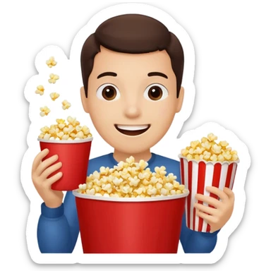 eating popcorn sticker