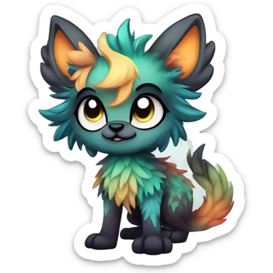 cute Kawaii edgy fantasy animal fursona Fionbri creature by griffsnuff & LiLaiRa & Falvie with exotic colors full body sticker