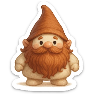 marshmallow dwarf with a big beard and pointy hat, soft and chubby, fantasy style sticker